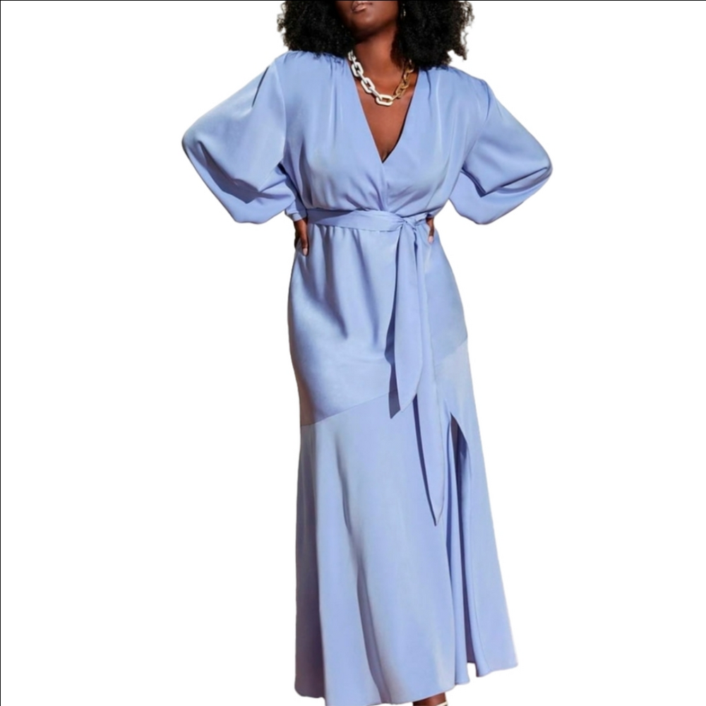 NWT Eloquii Satin Maxi Dress | Periwinkle | Size 20